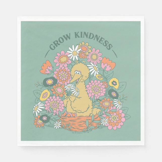 Big Bird | Grow Kindness Floral Graphic Napkin (Front)