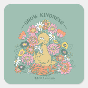 Big Bird Grow Kindness Floral Graphic Square Sticker