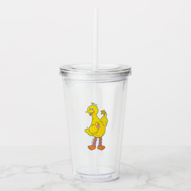 Big Bird Holding Christmas Ornaments Acrylic Tumbler (Front)
