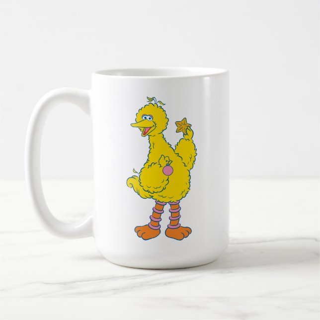 Big Bird Holding Christmas Ornaments Coffee Mug (Left)
