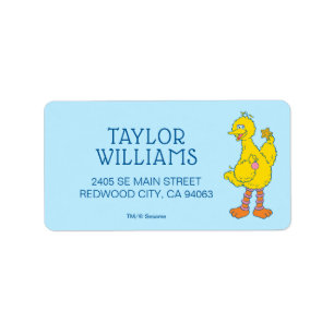 Big Bird Holding Christmas Ornaments Label