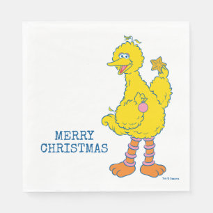 Big Bird Holding Christmas Ornaments Napkin