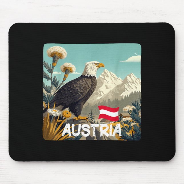 Big Bird of Prey with Awesome Austria Colours Mouse Mat (Front)