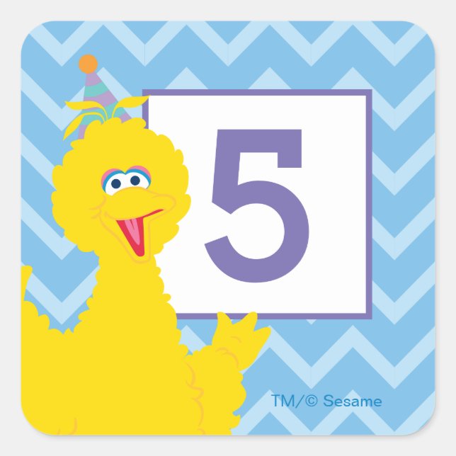 Big Bird Party Chevron Pattern Square Sticker (Front)