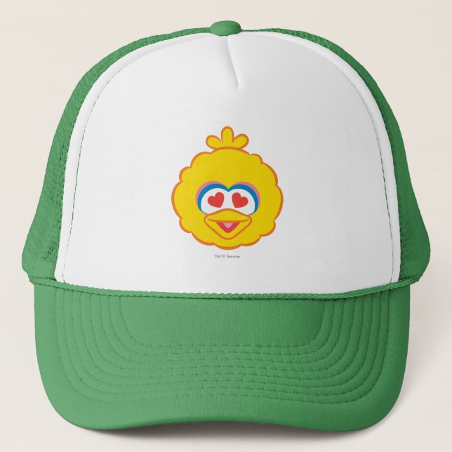 Big Bird Smiling Face with Heart-Shaped Eyes Trucker Hat (Front)