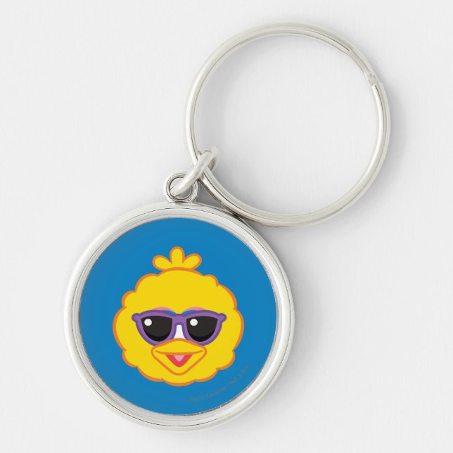Big Bird Smiling Face with Sunglasses Key Ring (Front)
