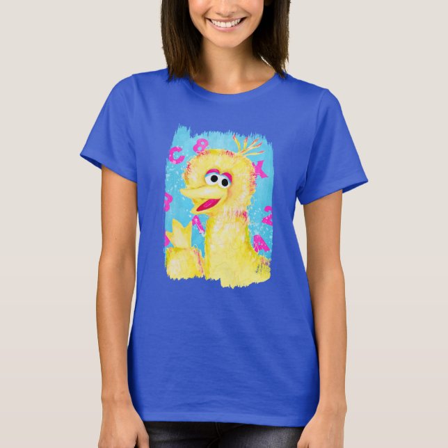 Big Bird Waving Sesame Street Character Art T-Shirt (Front)