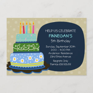 Big Birthday Cake for Birthday Boy Invitation