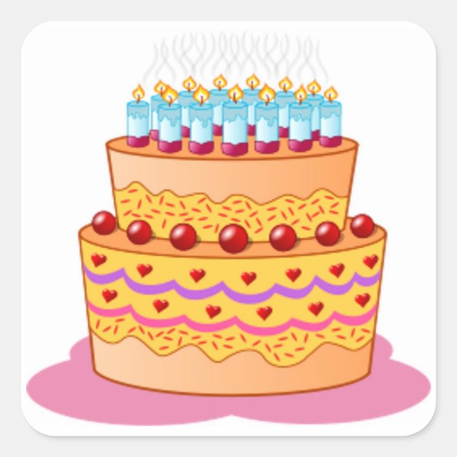 Big Birthday Cake Square Sticker (Front)