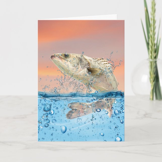 Big Birthday Fish in Water  Card (Front)