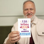 Big Birthday Hug Custom Birthday Card for Husband<br><div class="desc">Show your husband how much he means to you with this vibrant and heartfelt birthday card! Featuring the bold message "A Big Birthday Hug to a Wonderful Husband" on the front, it’s a perfect way to celebrate his special day. The back includes a customisable space where you can add his...</div>