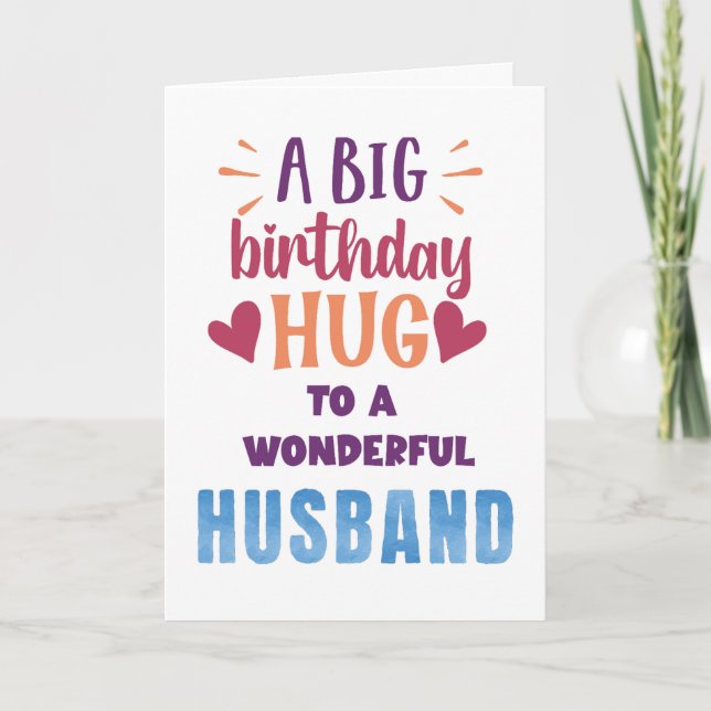 Big Birthday Hug Custom Birthday Card for Husband (Front)
