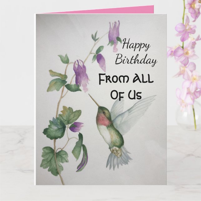 Big Birthday Hummingbird From All Of Us Card (Orchid)