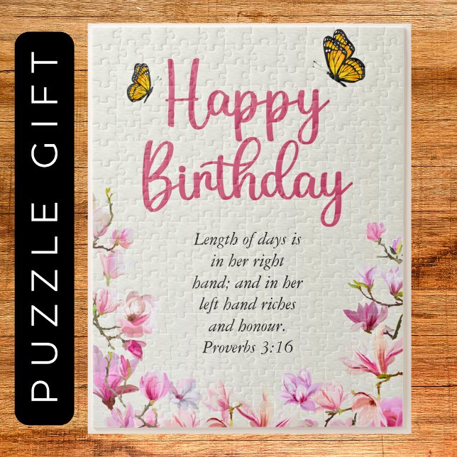 Big Birthday Mum Pink Floral Scriptural Text  Jigsaw Puzzle (Big Birthday Mom Pink Floral Scriptural Text Jigsaw Puzzle
gift)