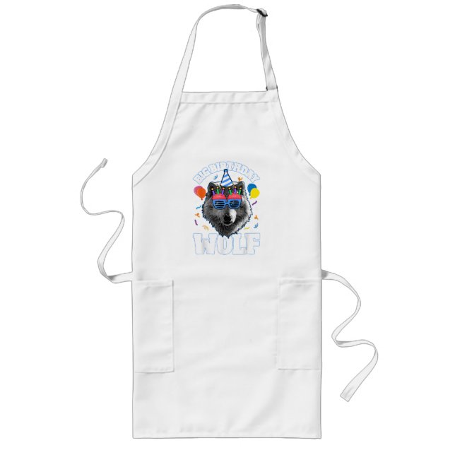 Big Birthday Wolf for Wolves Long Apron (Front)