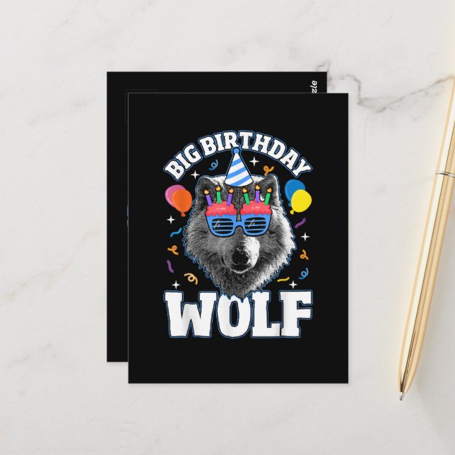 Big Birthday Wolf for Wolves Postcard (Front/Back In Situ)