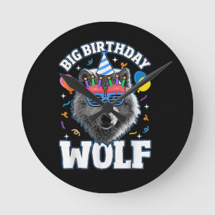 Big Birthday Wolf for Wolves Round Clock