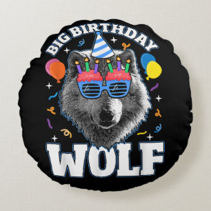 Big Birthday Wolf for Wolves Round Cushion
