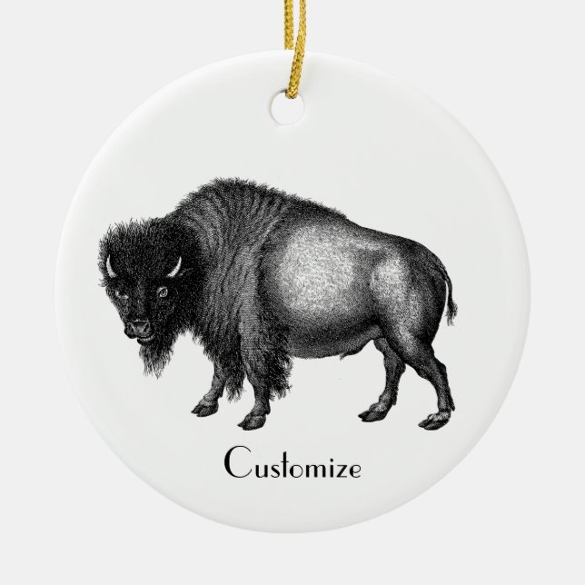 Big Bison Buffalo Thunder_Cove  Ceramic Tree Decoration (Front)