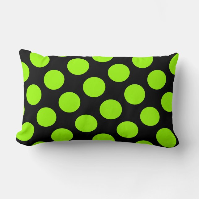 Big Black and Green Polka Dot American MoJo Pillow (Front)