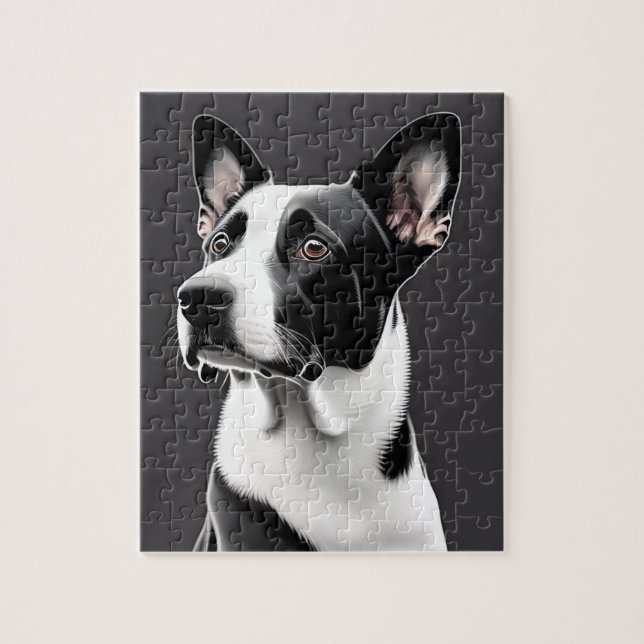 Big Black and White Dog Jigsaw Puzzle (Vertical)