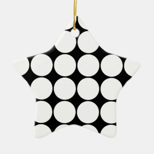 Big Black and White Polka Dots Circles Pattern Ceramic Tree Decoration