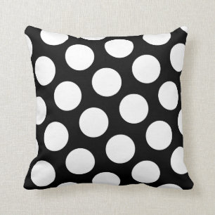 Big Black and White Polka Dots Cushion