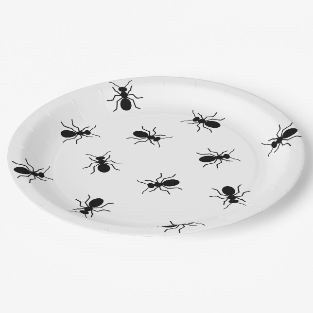 Big Black Ants Funny Picnic or BBQ Novelty Paper Plate (Angled)