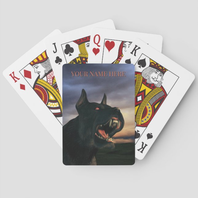 Big black dog playing cards (Back)