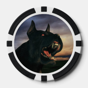 Big, black dog poker chips