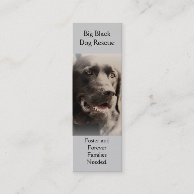 Big Black  Dog Rescue Bookmark Style Biz Card (Front)