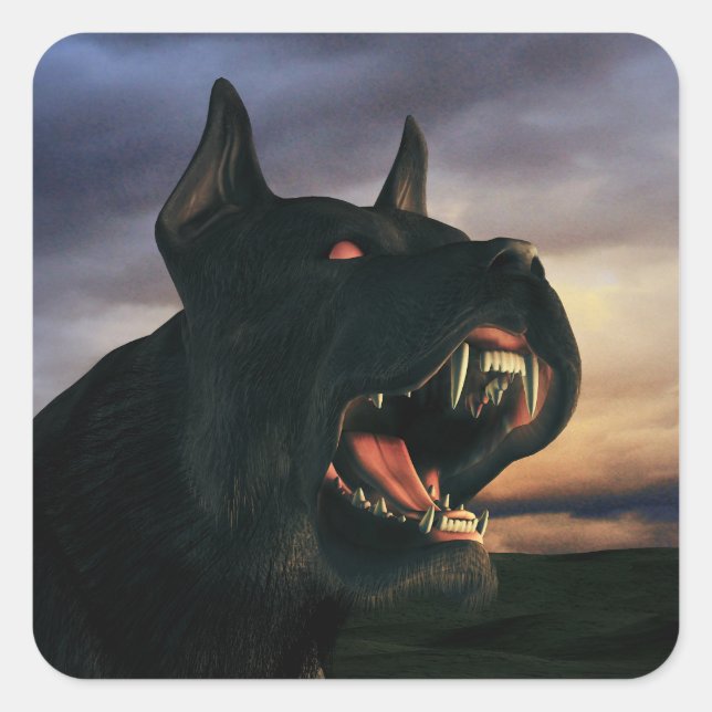 Big, black dog square sticker (Front)