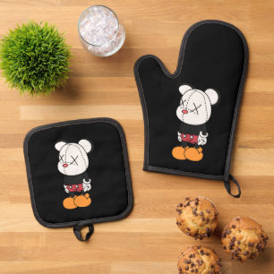 Big black-eared mouse oven mitt & pot holder set