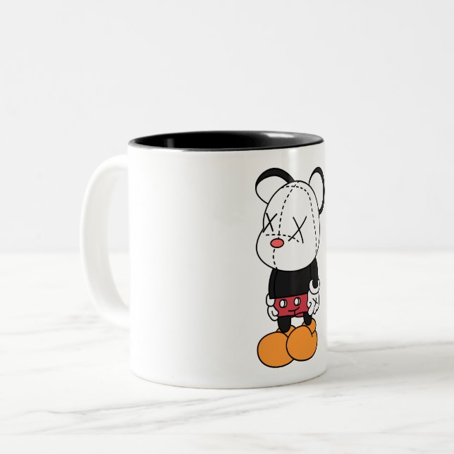 Big black-eared mouse Two-Tone coffee mug (Front Left)
