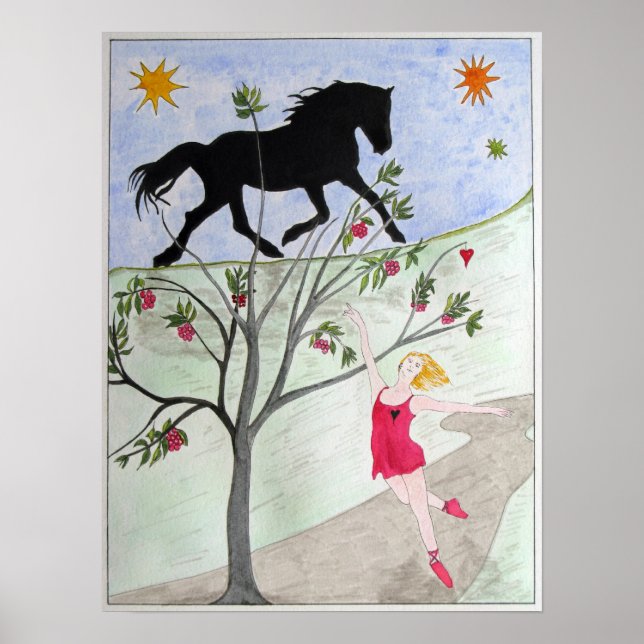 'Big Black Horse And A Cherry Tree' Poster (Front)