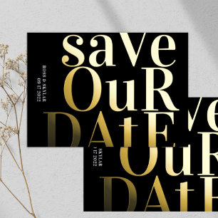 Big Black Monogram Pressed Gold Foil Save The Date