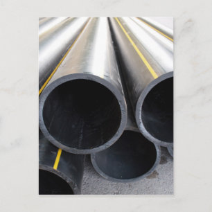 Big black pipe closeup plastic large diameter for postcard