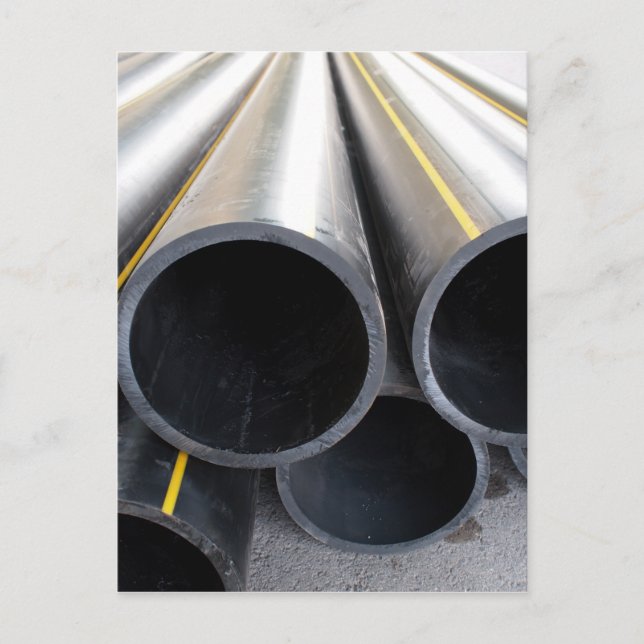 Big black pipe closeup plastic large diameter for postcard (Front)