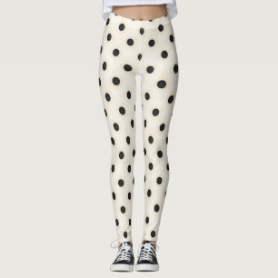Big Black Polka Dots on Antique White Leggings