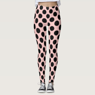Big Black Polka Dots Pattern On Blush Leggings