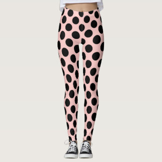 Big Black Polka Dots Pattern On Blush Leggings