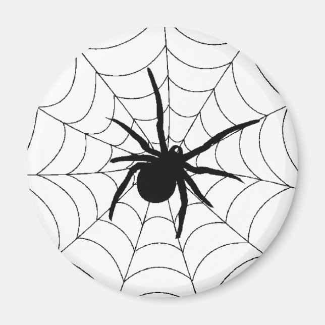Big Black Spider Halloween Spider Web Design Magnet (Front)