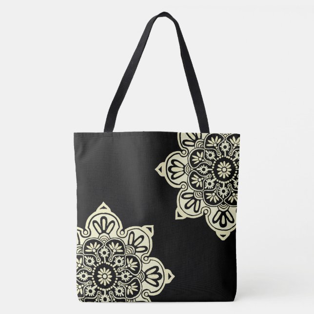 Big Black tote with cream medallions (Front)