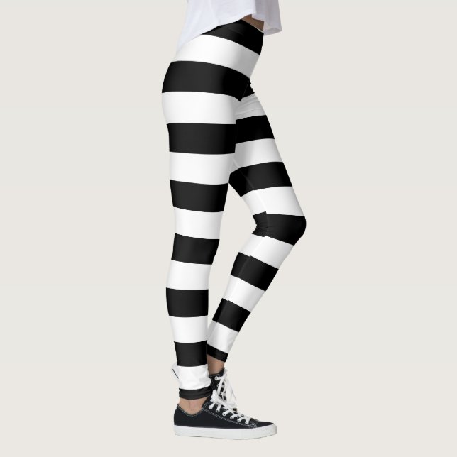 Big Black White Stripes Halloween Leggings (Right)