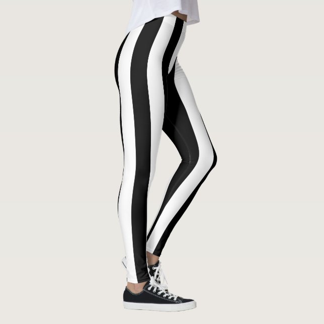 Big Black White Vertical Stripes Leggings (Right)