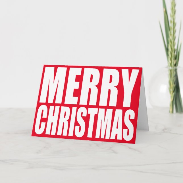 Big Block White Merry Christmas Holiday Card (Front)