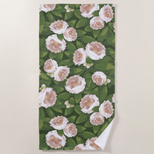 Big Bloom Camellia Charm Beach Towel