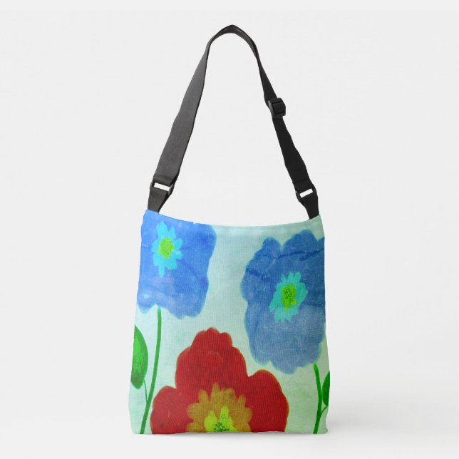 Big Blooms Abstract Art Crossbody Bag (Front)