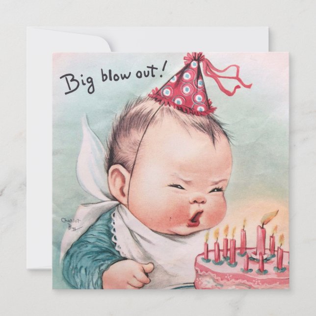 Big Blowout Birthday Baby Holiday Card (Front)
