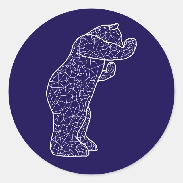 big blue bear classic round sticker (Front)